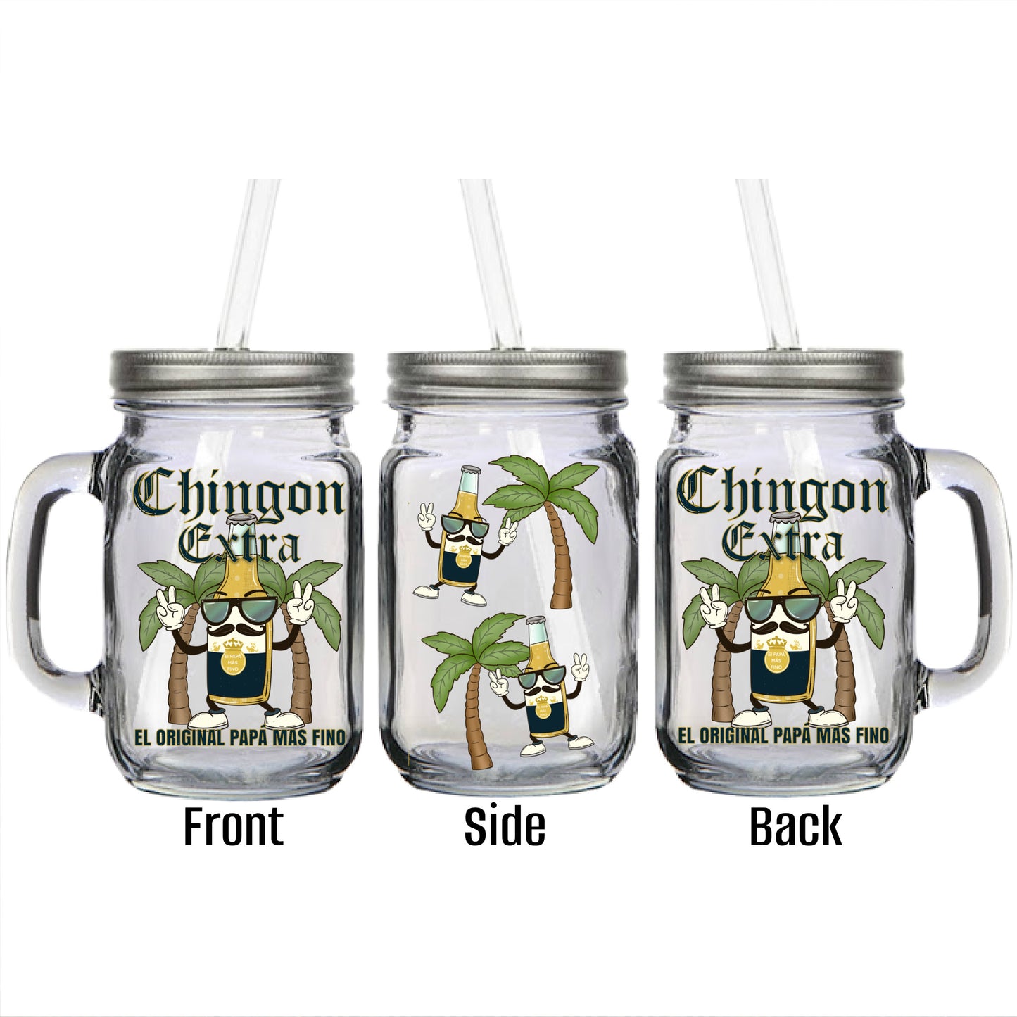 Chingon Extra El Original Papa Mas Fino Mason Jar Mugs