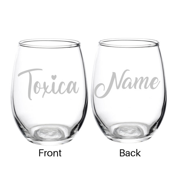 Personalized Toxica Stemless Wine