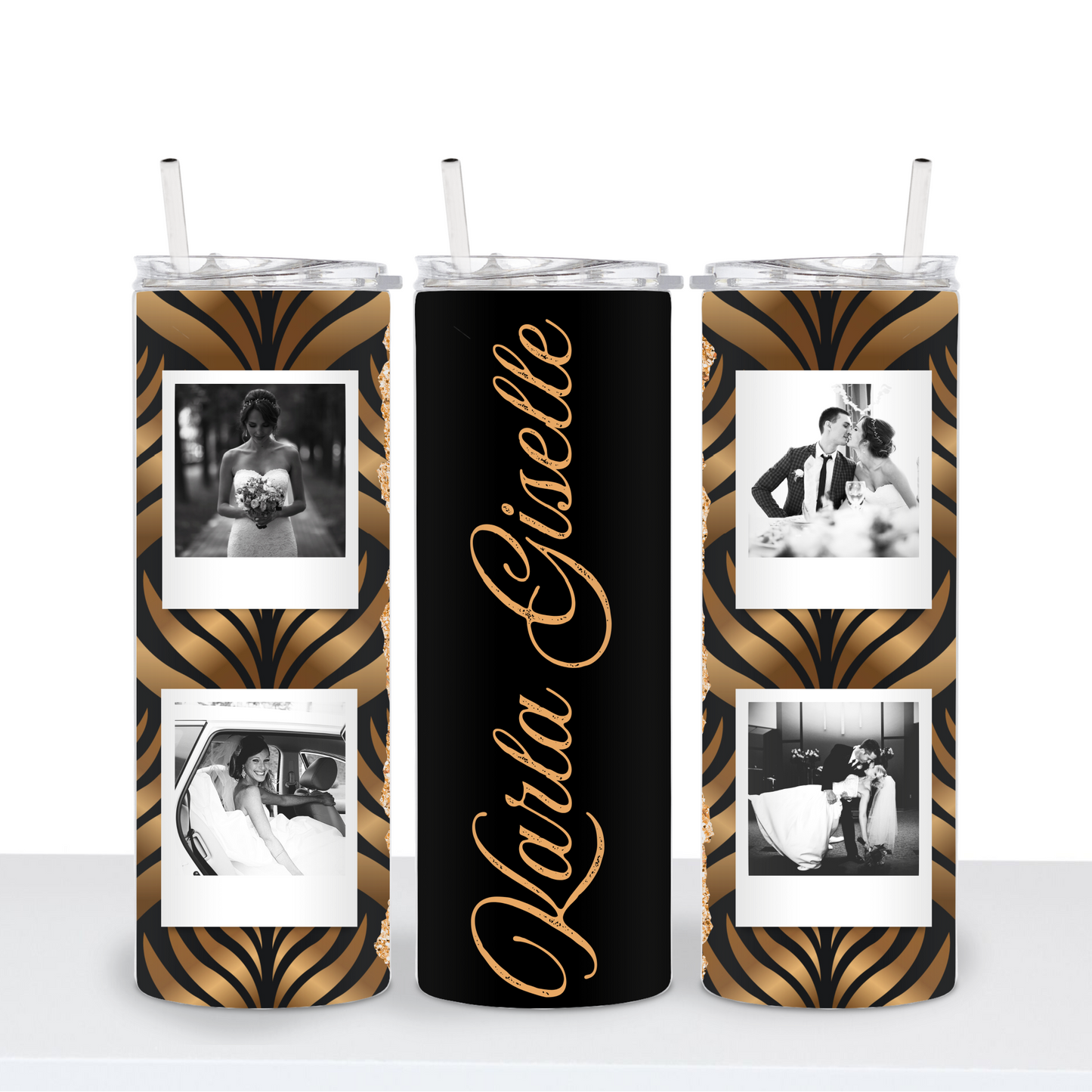 Personalized Elegant Design 4 Photo & Custom Text Tumbler