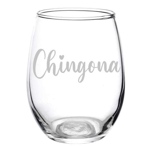 Personalized Chingona Stemless Wine Glass