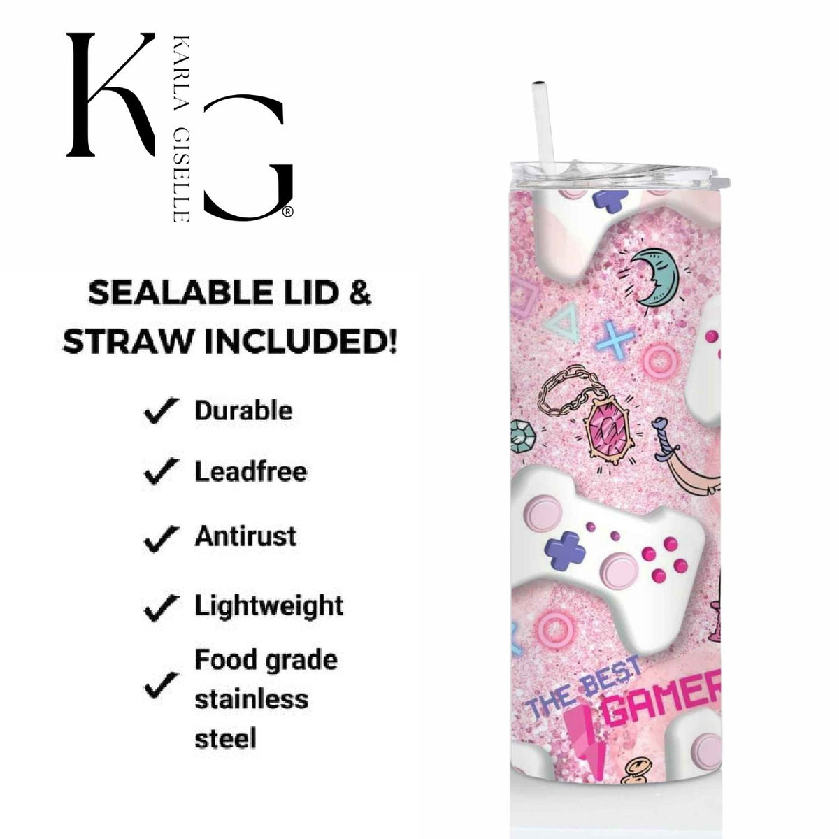 Pink Gamer Girl, Player One 20 oz Tumbler