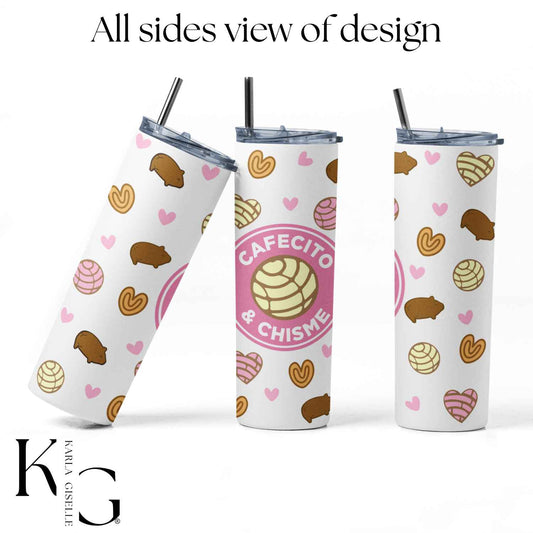 Cafecito y Chisme, Pink Pan Dulce 20 oz Tumbler