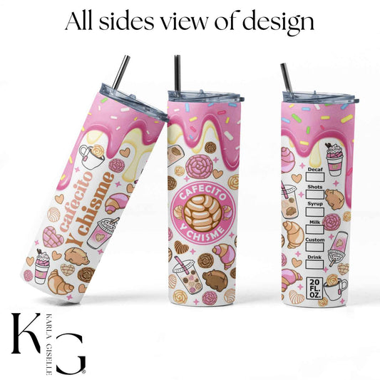 Pink Cafecito y Chisme, Pan Dulce 20 oz Tumbler