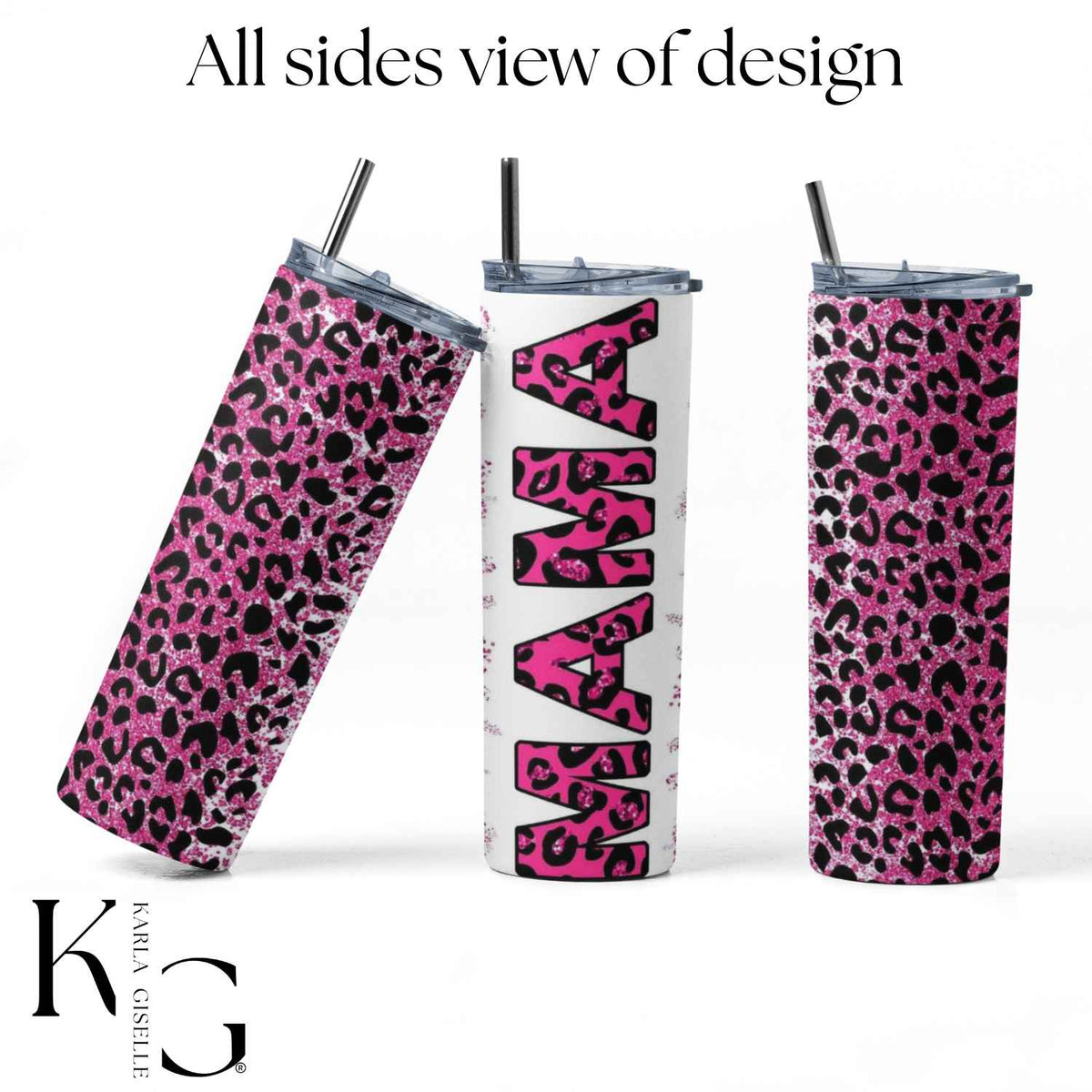 Mama Pink Glitter Leopard Print 20 oz Tumbler