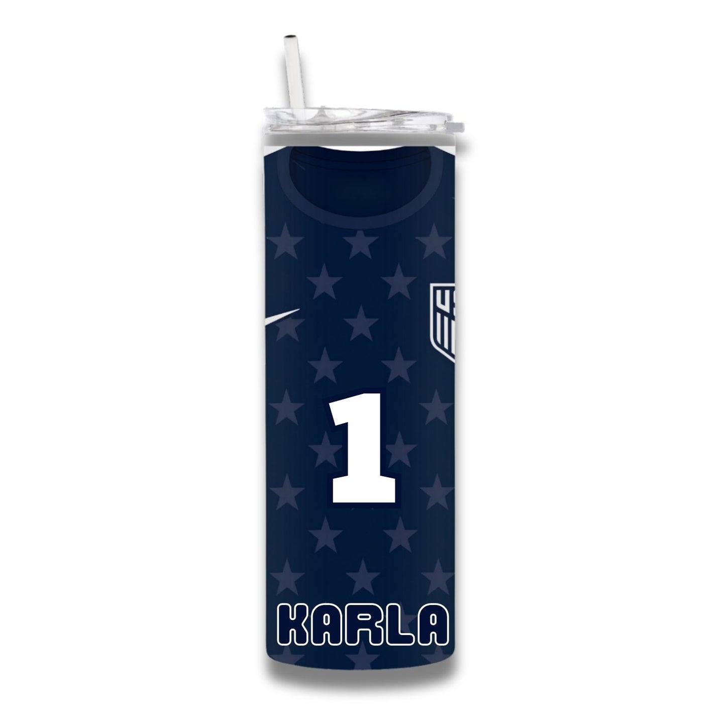 Personalized USA Soccer Jersey, Navy Edition, 20oz Skinny Tumbler Insulated Stainless Steel Travel Cup