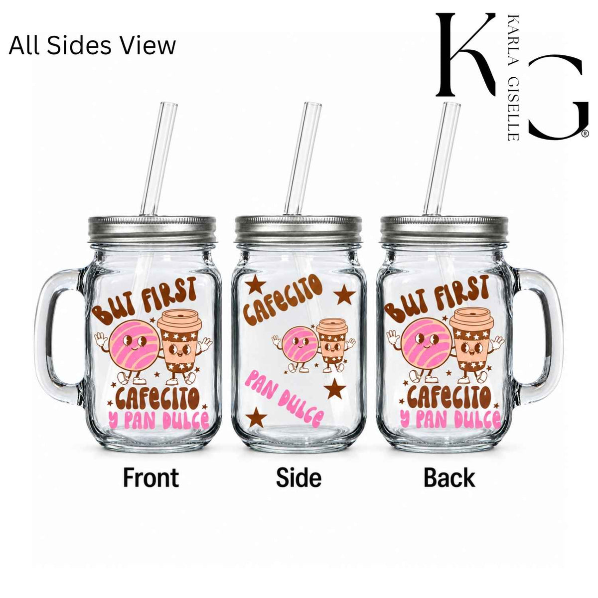 But First First Cafecito Y Pan Dulce Mason Jar Mugs