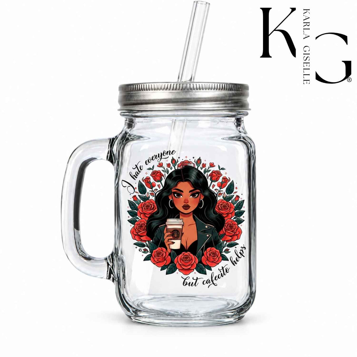 I hate Everyone but Cafecito Helps Mason Jar Mugs