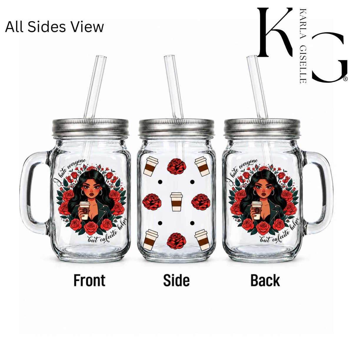 I hate Everyone but Cafecito Helps Mason Jar Mugs