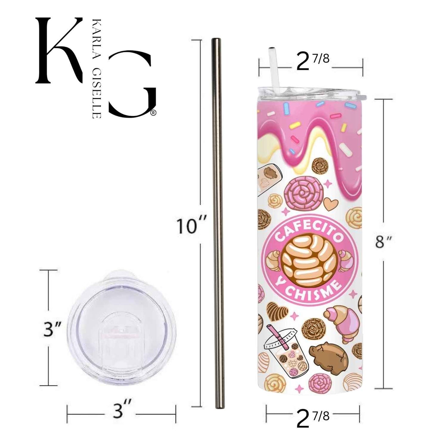 Pink Cafecito y Chisme, Pan Dulce 20 oz Tumbler