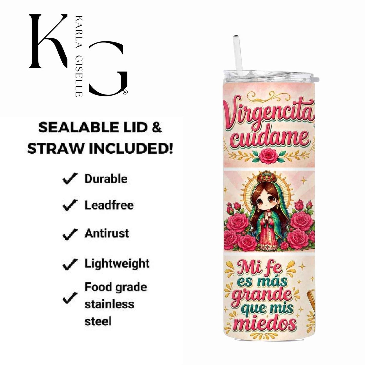 Virgencita Cuídame, Bendecida y Protegida 20 oz Tumbler