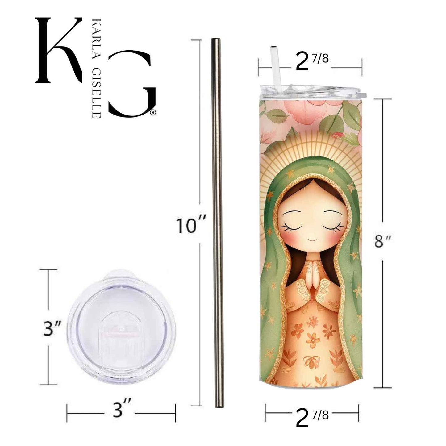 Virgencita Floral, Fe y Serenidad 20 oz Tumbler