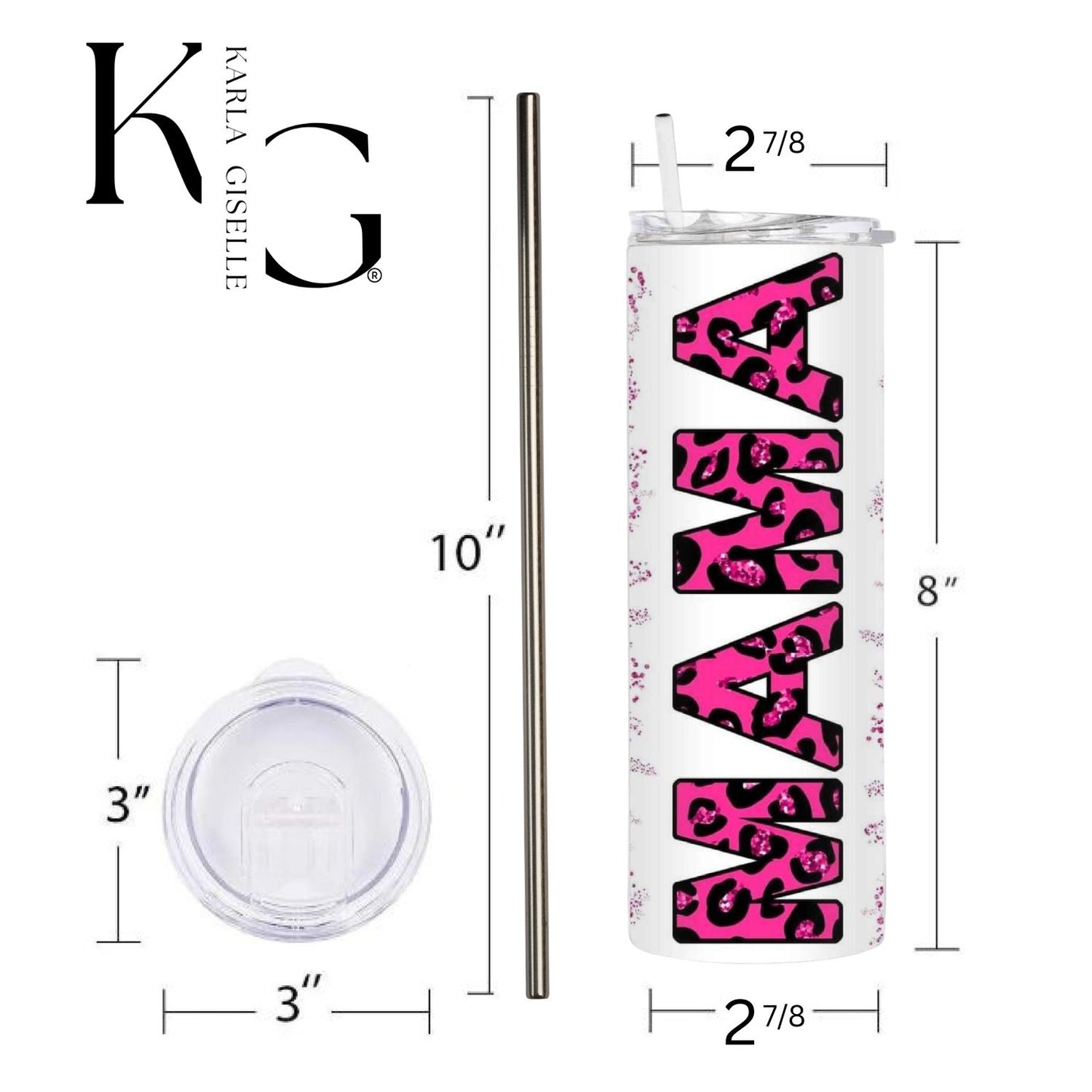 Mama Pink Glitter Leopard Print 20 oz Tumbler