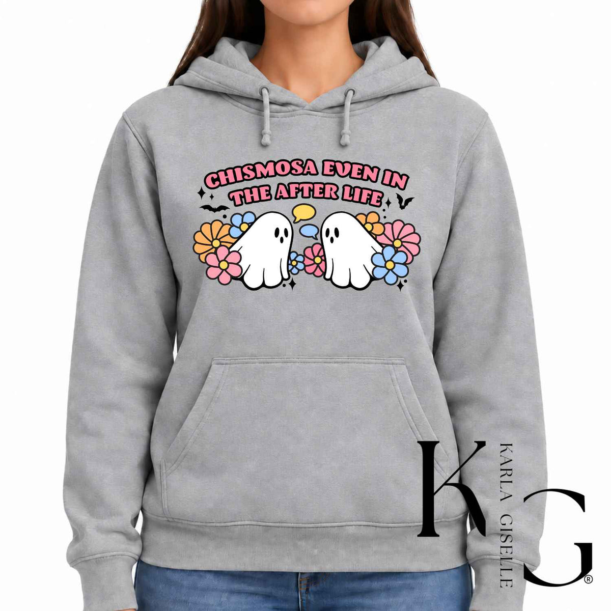 chismosa Halloween apparel mockup, Gray hoodie