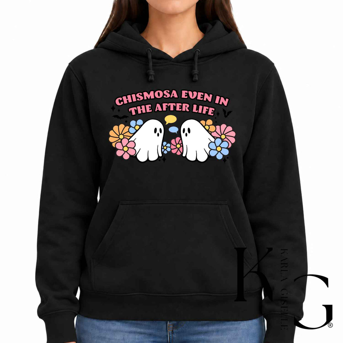 chismosa Halloween apparel mockup, Black hoodie