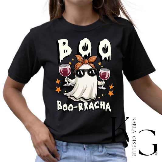Boo-Rracha wine ghost apparel mockup in black