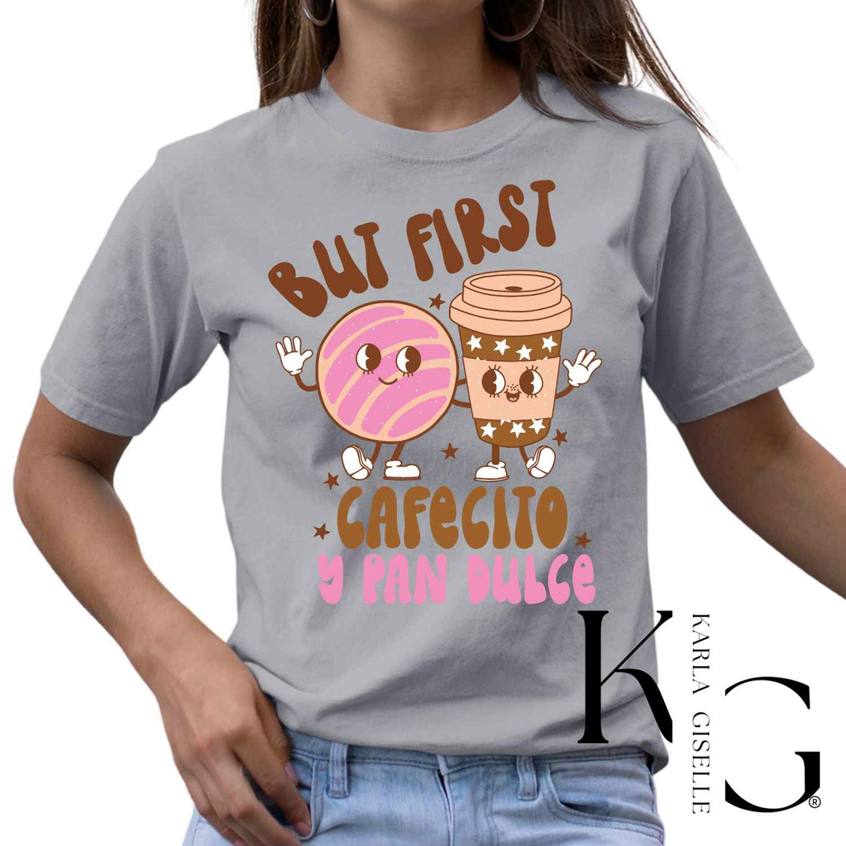 But First Cafecito y Pan Dulce T-shirt in Gray
