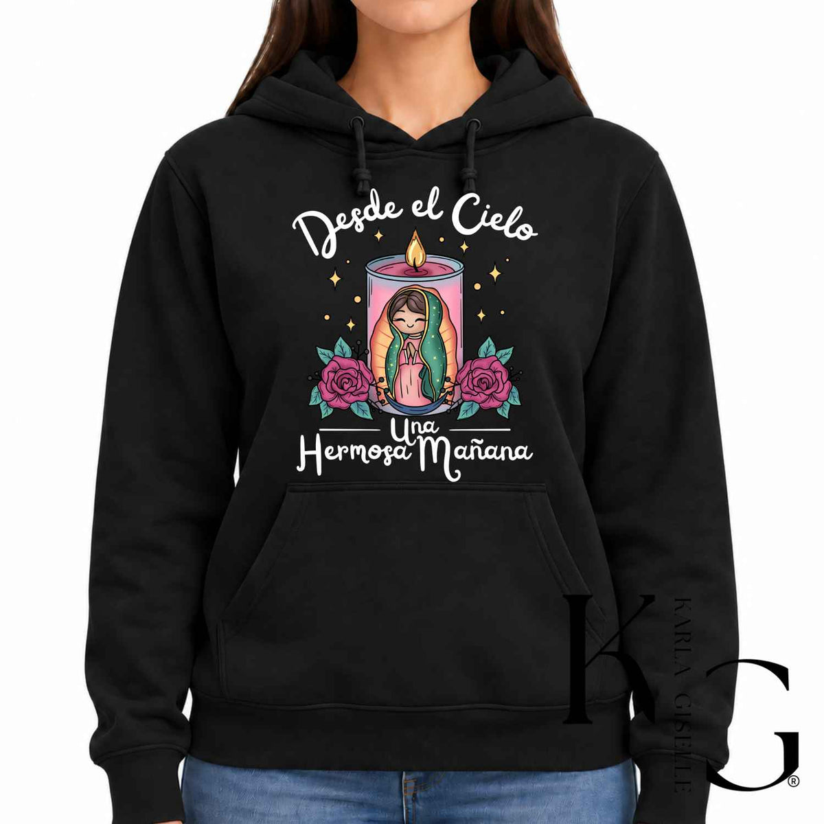 Desde El Cielo Virgencita black hoodie
