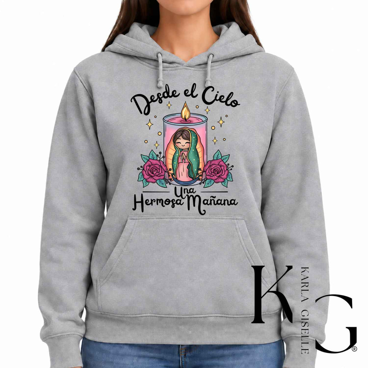 Desde El Cielo Virgencita gray hoodie