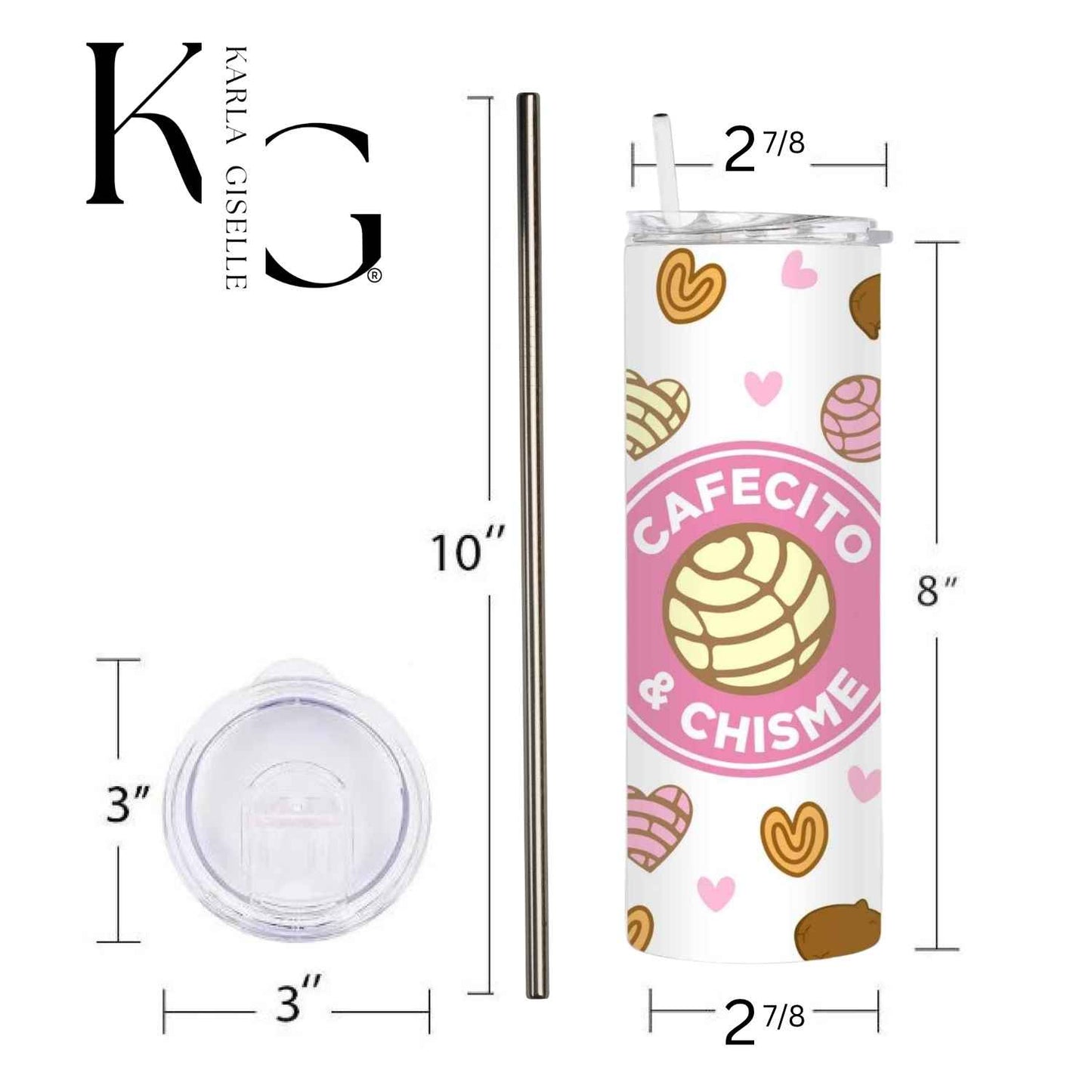 Cafecito y Chisme, Pink Pan Dulce 20 oz Tumbler