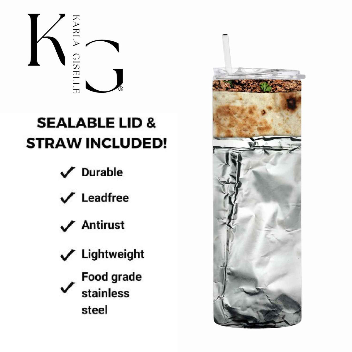 Funny Foil Wrapped Burrito 20 oz Tumbler