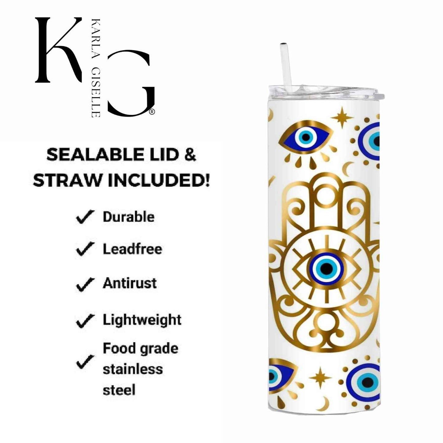 Hamsa Hand and Evil Eye Protection 20 oz Tumbler