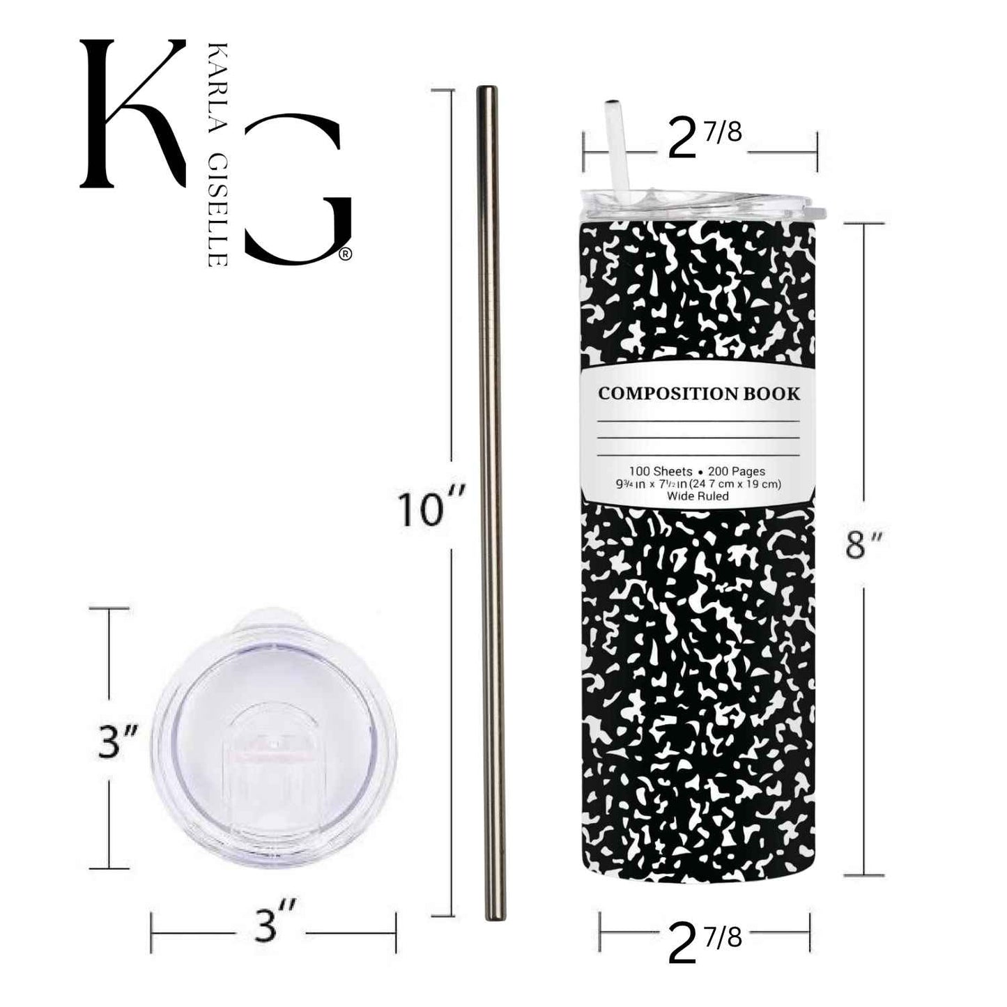 Composition Notebook Colorful Doodles 20 oz Tumbler