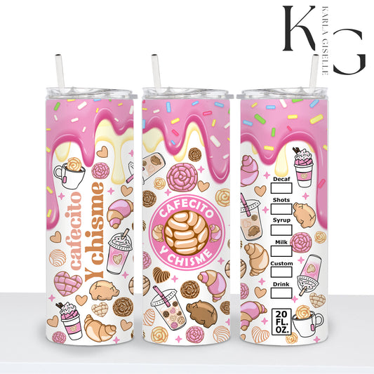 Pink Cafecito y Chisme, Pan Dulce 20 oz Tumbler