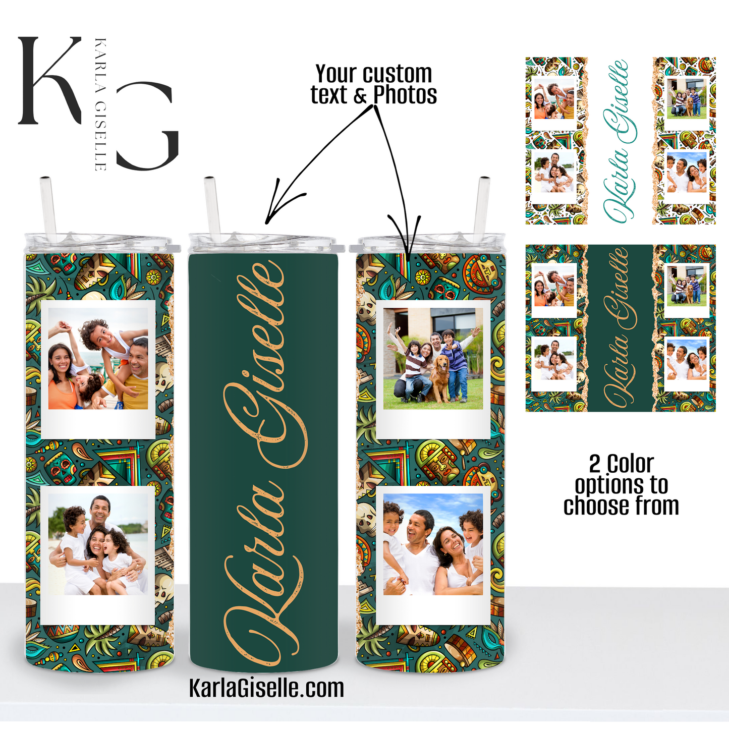 Personalized Aztec Design 4 Photo & Custom Text Tumbler