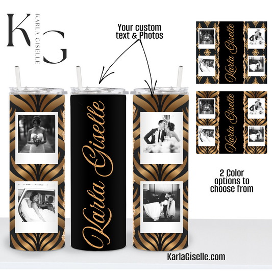 Personalized Elegant Design 4 Photo & Custom Text Tumbler