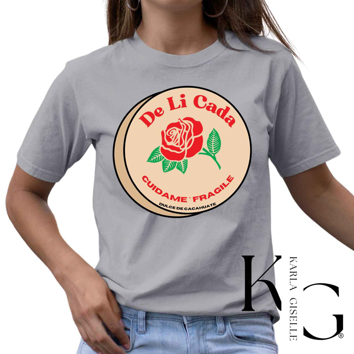 Gray T-shirt with Delicada graphic