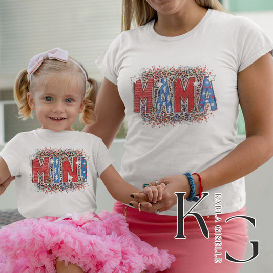 Mommy and Me American Cheetah Mama Mini Shirt Set