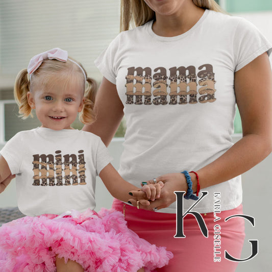 Mommy and Me Brown and Tan Mama Mini Shirt Set