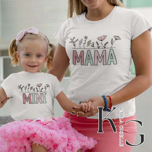 Mommy and Me Flowers Mama Mini Shirt Set
