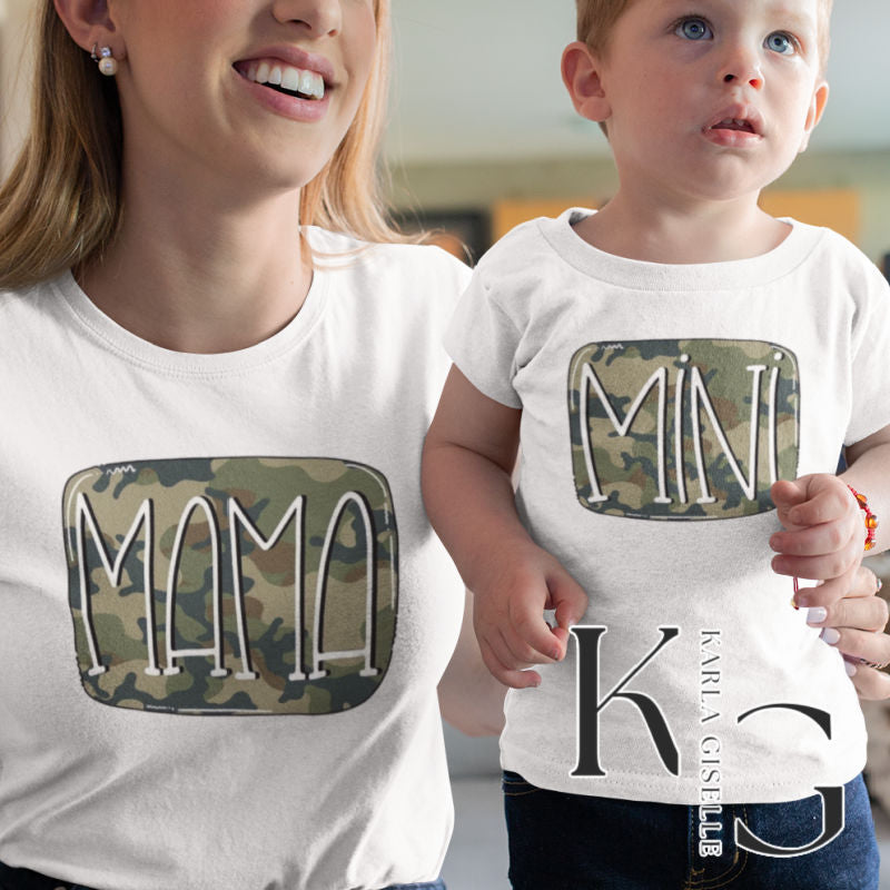 Mommy and Me Green Camo Mama Mini Shirt Set